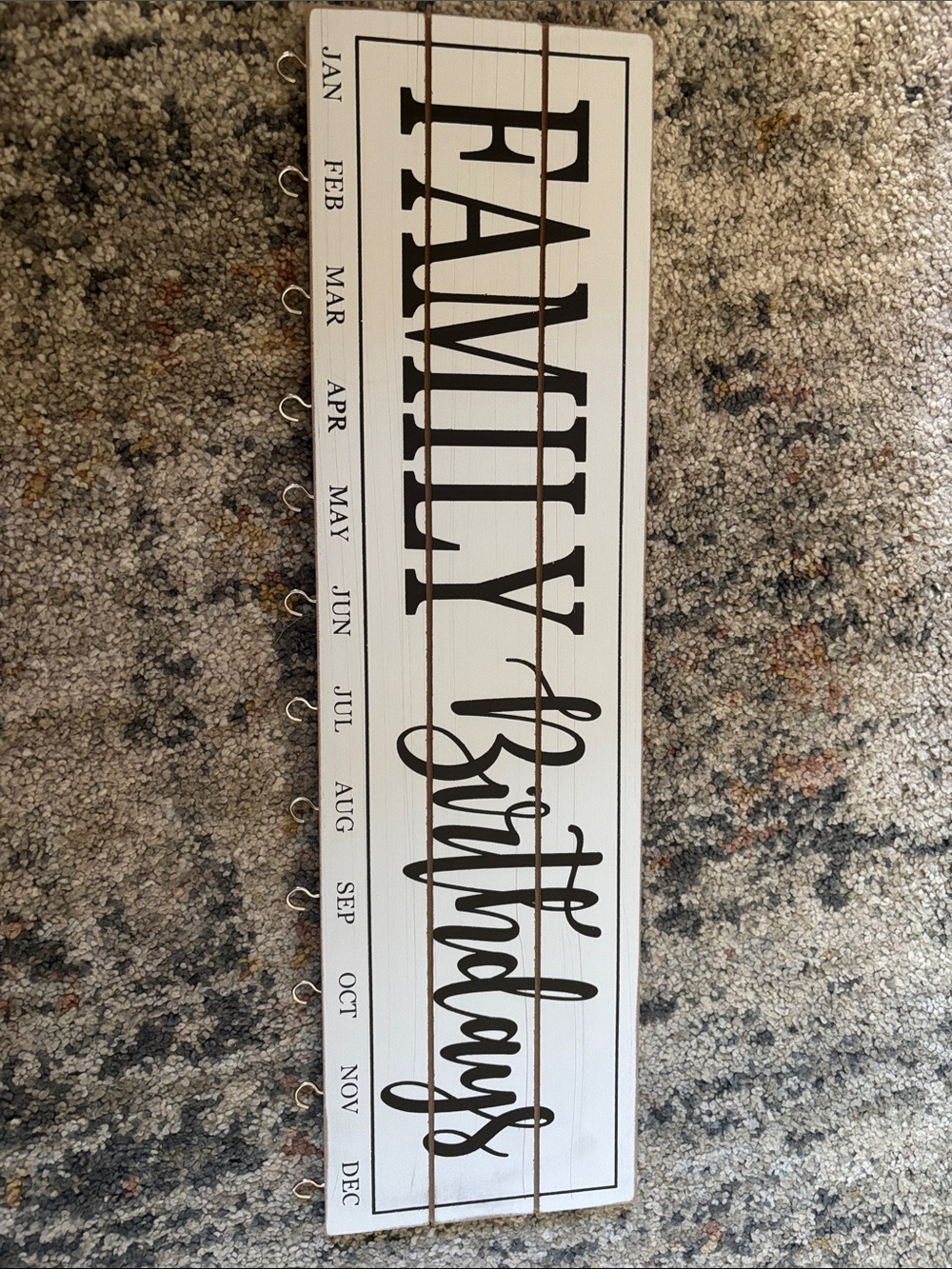 Family Birthdays Wooden Wall Sign - White with Black Lettering